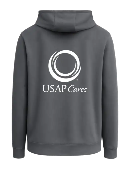 Dark Smoke Grey Sport-Wick Fleece Hooded Pullover w/USAP Cares Logo, US Anesthesia Partners Logo