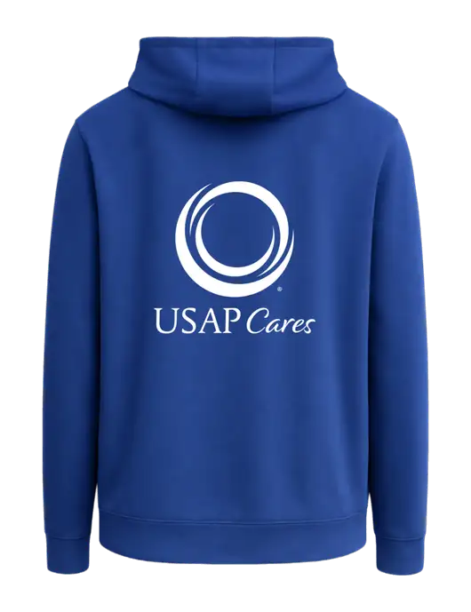 True Royal Sport-Wick Fleece Hooded Pullover w/USAP Cares Logo, US Anesthesia Partners Logo