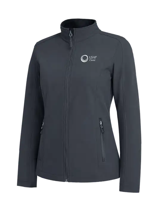 Charcoal Grey Womens Core Soft Shell Jacket w/USAP Cares Logo