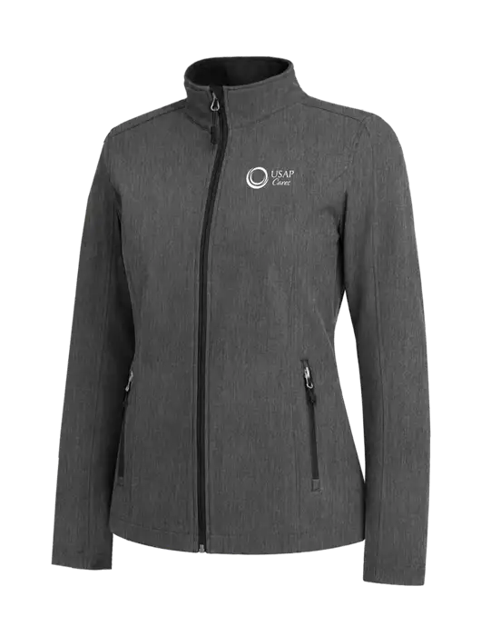 Medium Grey Heather Womens Core Soft Shell Jacket w/USAP Cares Logo