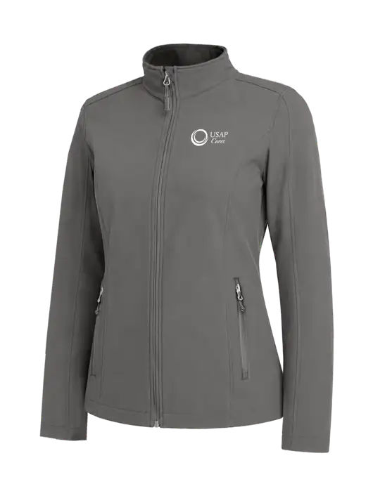 Medium Grey Womens Core Soft Shell Jacket w/USAP Cares Logo