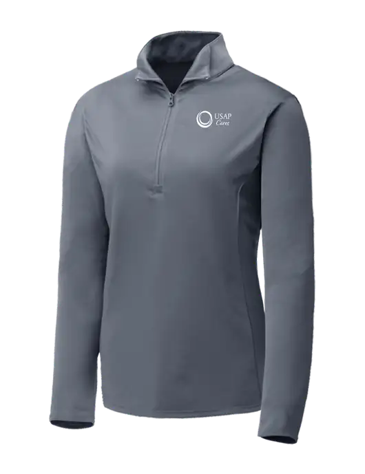 Medium Grey Womens Posicharge Competitor ¼ Zip Pullover w/USAP Cares Logo