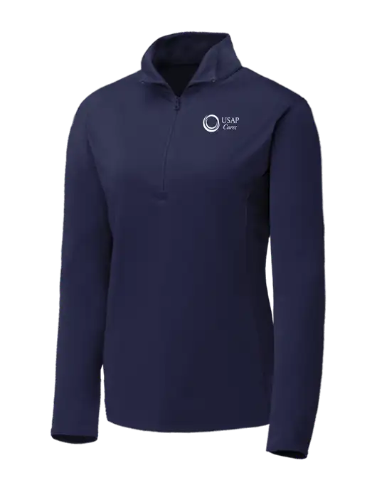 Navy Womens Posicharge Competitor ¼ Zip Pullover w/USAP Cares Logo