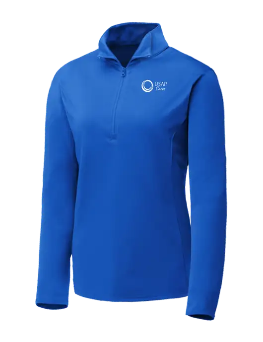 Dark Royal Womens Posicharge Competitor ¼ Zip Pullover w/USAP Cares Logo
