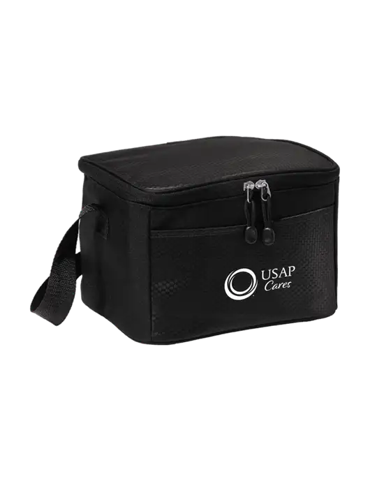 6 Can Black/Black Cube Cooler w/USAP Cares Logo