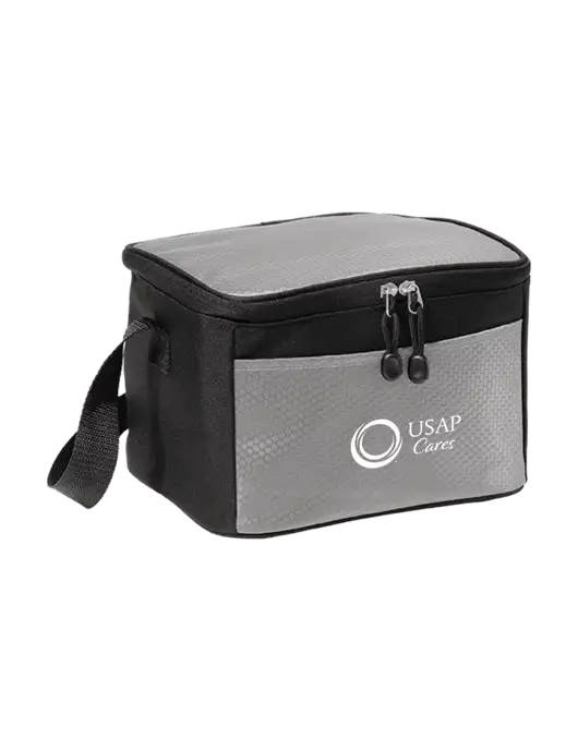6 Can Grey/Black Cube Cooler w/USAP Cares Logo