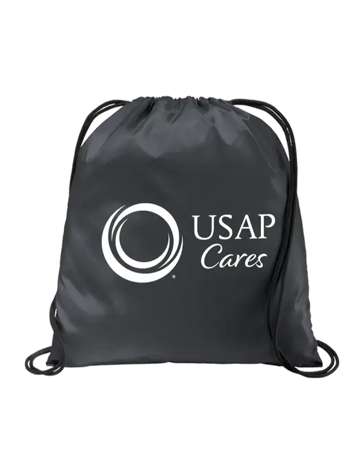 Drawstring  Graphite Grey Cinch Pack w/USAP Cares Logo