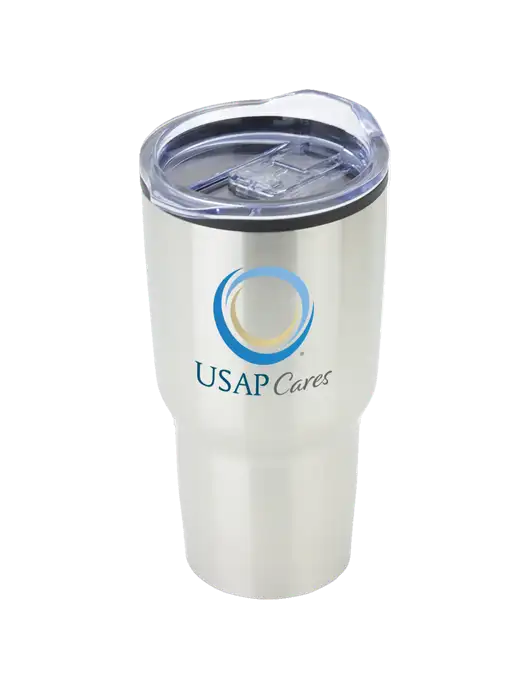 Odyssey Silver 30 oz Travel Tumbler w/USAP Cares Logo