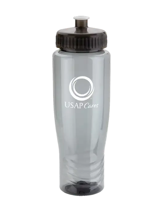 Roam Smoke 28 oz Eco-Polyclear Bottle with Push Pull Lid w/USAP Cares Logo