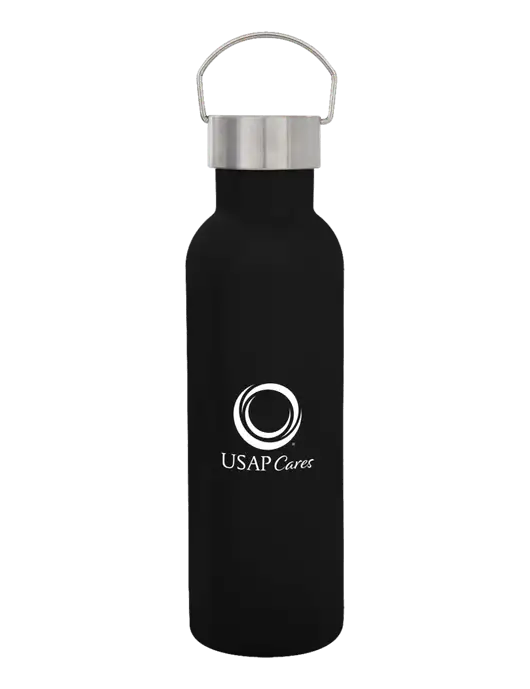28 oz Black Bubbli Stainless Steel Bottle w/USAP Cares Logo