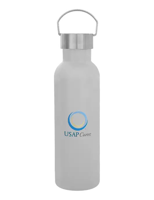 28 oz White Bubbli Stainless Steel Bottle w/USAP Cares Logo