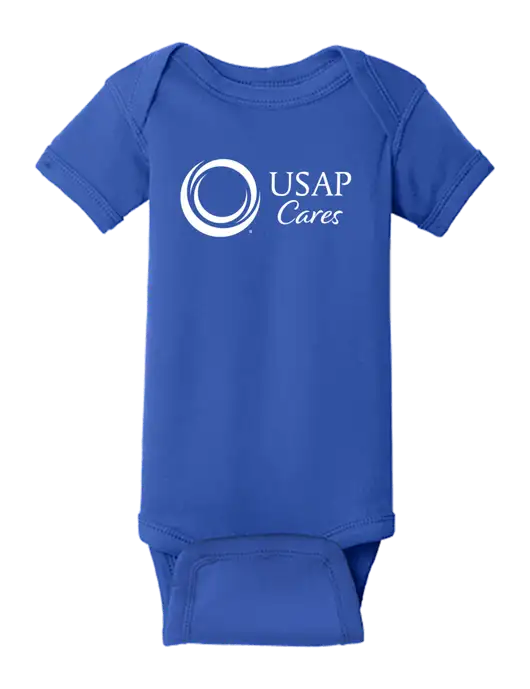 Rabbit Skins Royal Infant Short Sleeve Baby Rib Bodysuit w/USAP Cares Logo