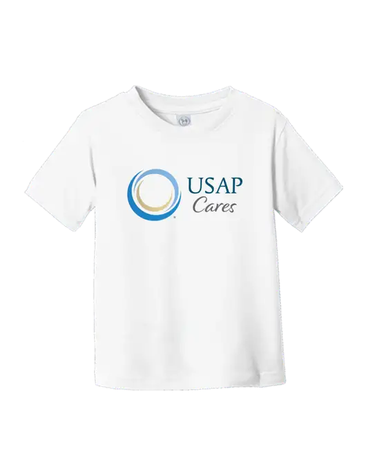 Rabbit Skins White Toddler Fine Jersey Tee w/USAP Cares Logo