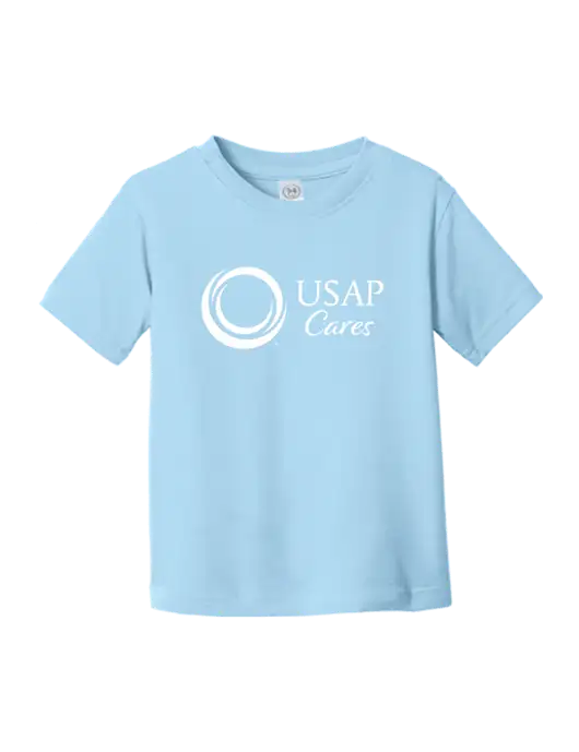 Rabbit Skins Light Blue Toddler Fine Jersey Tee w/USAP Cares Logo
