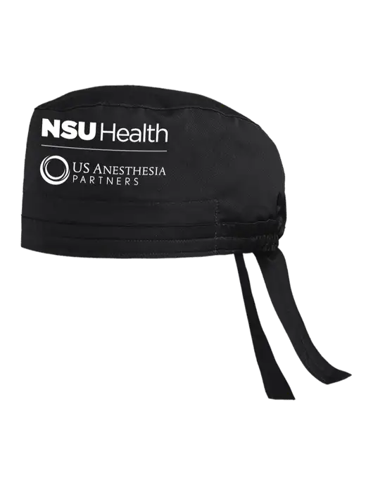 Wink WorkFlex Black Scrub Cap w/NSU Health/USAP Logo