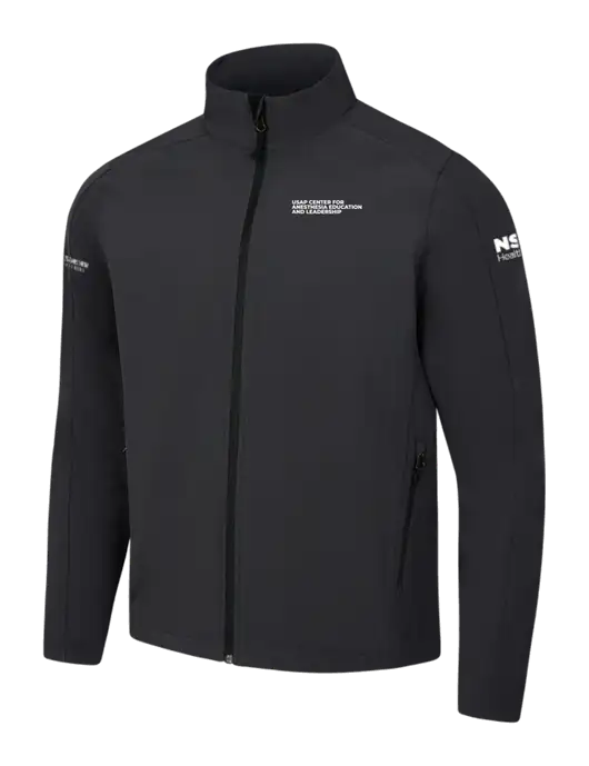 Black Charcoal Heather Core Soft Shell Jacket w/USAP NSU Logo, USAP NSU Logo, US Anesthesia Partners Logo