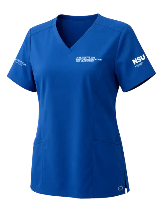 Wink Womens Royal Premiere Flex V-Neck Top w/USAP NSU Logo, USAP NSU Logo, US Anesthesia Partners Logo