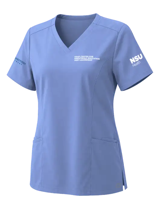 Wink Womens Ceil Blue Premiere Flex V-Neck Top w/USAP NSU Logo, USAP NSU Logo, US Anesthesia Partners Logo