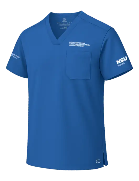 Wink Royal Unisex WorkFlex Chest Pocket V-Neck Top  w/USAP NSU Logo, USAP NSU Logo, US Anesthesia Partners Logo