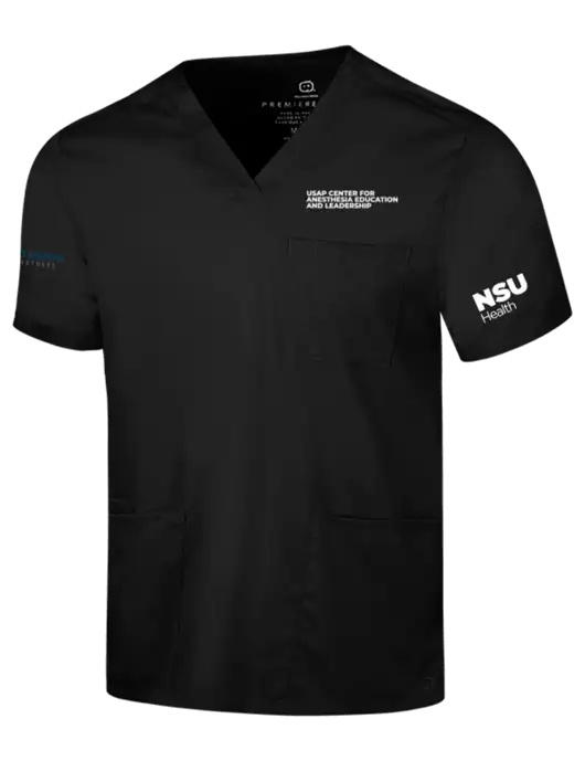Wink Black Mens Premiere Flex V-Neck Top w/USAP NSU Logo, USAP NSU Logo, US Anesthesia Partners Logo