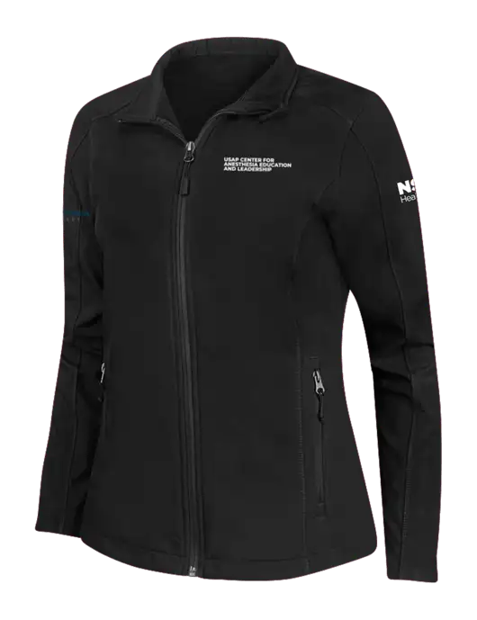 Black Womens Core Soft Shell Jacket w/USAP NSU Logo, USAP NSU Logo, US Anesthesia Partners Logo