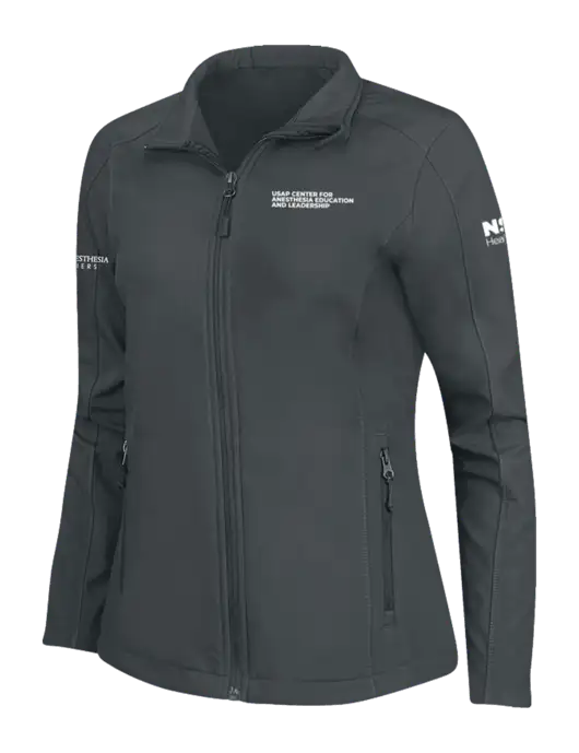 Charcoal Grey Womens Core Soft Shell Jacket w/USAP NSU Logo, USAP NSU Logo, US Anesthesia Partners Logo