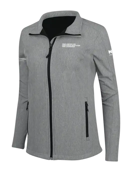 Medium Grey Heather Womens Core Soft Shell Jacket w/USAP NSU Logo, USAP NSU Logo, US Anesthesia Partners Logo