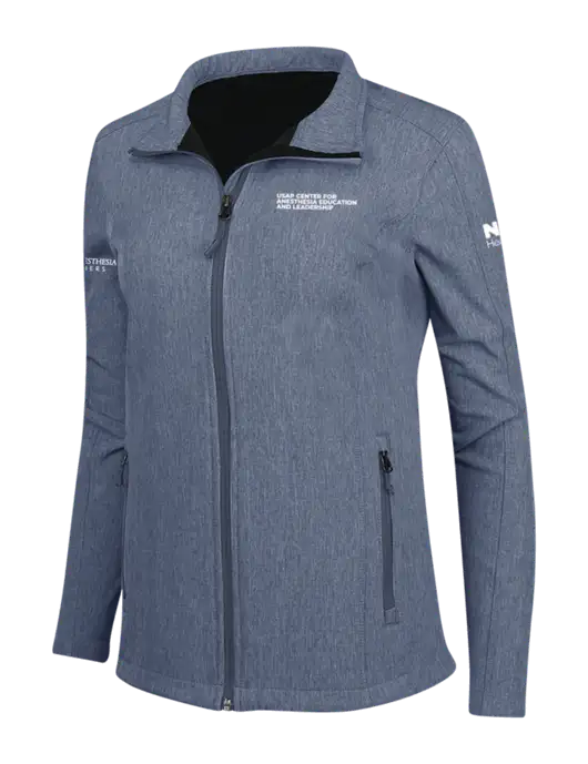 Navy Heather Womens Core Soft Shell Jacket w/USAP NSU Logo, USAP NSU Logo, US Anesthesia Partners Logo