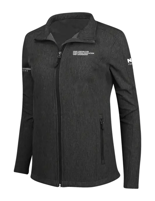 Black Charcoal Heather Womens Core Soft Shell Jacket w/USAP NSU Logo, USAP NSU Logo, US Anesthesia Partners Logo