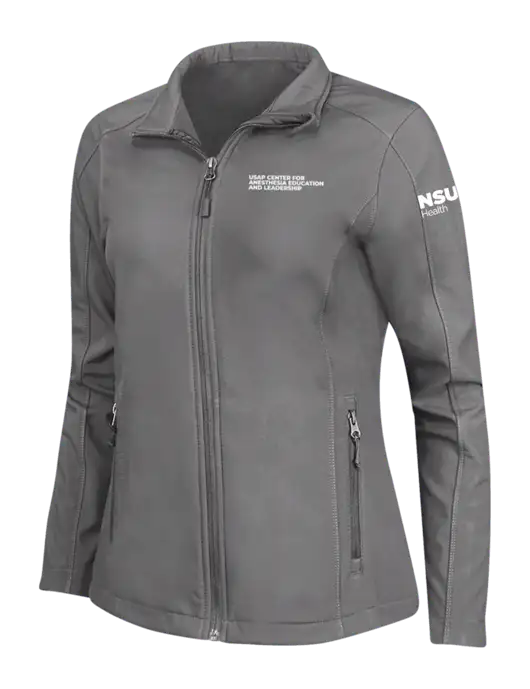 Medium Grey Womens Core Soft Shell Jacket w/USAP NSU Logo, USAP NSU Logo, US Anesthesia Partners Logo