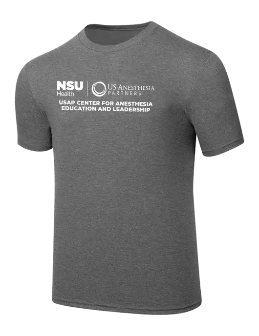 Simply Soft Heathered Medium Grey 4.5oz  Poly/Combed Ring Spun Cotton T-Shirt w/Full USAP NSU Logo