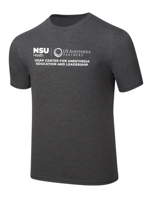 Simply Soft Heathered Charcoal 4.5oz  Poly/Combed Ring Spun Cotton T-Shirt w/Full USAP NSU Logo