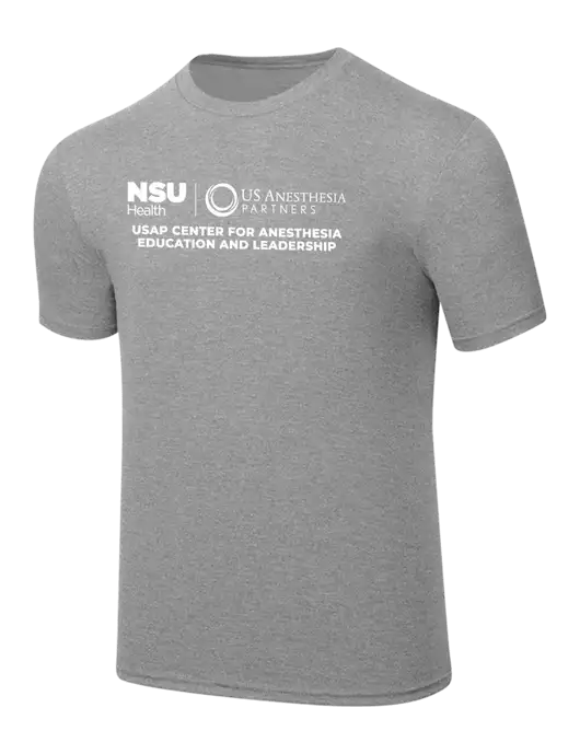 Simply Soft Heathered Light Grey 4.5oz  Poly/Combed Ring Spun Cotton T-Shirt w/Full USAP NSU Logo