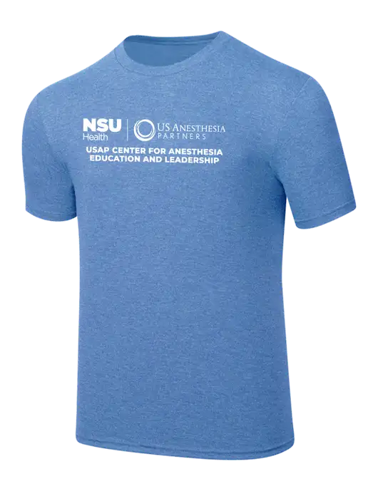 Simply Soft Carolina Blue Frost 4.5oz  Poly/Combed Ring Spun Cotton T-Shirt w/Full USAP NSU Logo