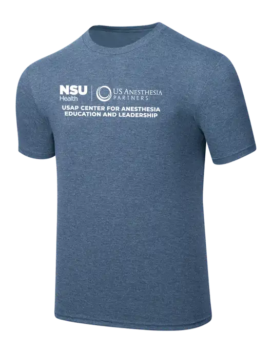 Simply Soft Light Slate Blue Heathered 4.5oz  Poly/Combed Ring Spun Cotton T-Shirt w/Full USAP NSU Logo