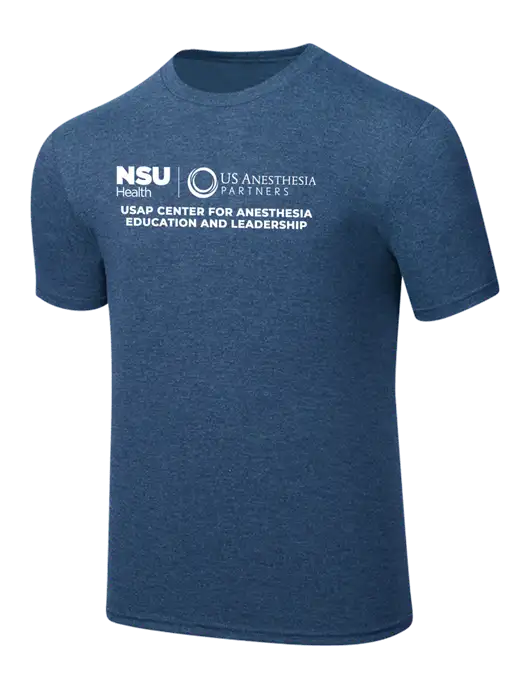 Simply Soft Heathered Navy 4.5oz  Poly/Combed Ring Spun Cotton T-Shirt w/Full USAP NSU Logo