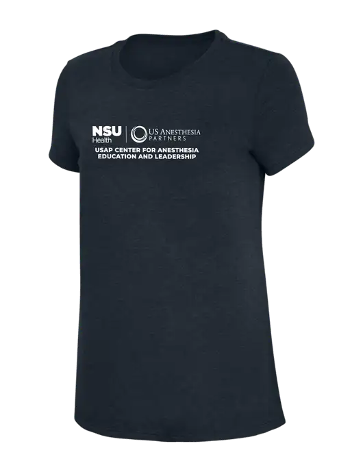 Womens Simply Soft Navy 4.5oz Poly/Combed Ring Spun Cotton T-Shirt w/Full USAP NSU Logo