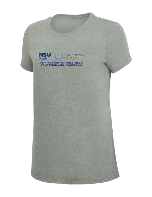 Womens Simply Soft Grey Frost 4.5oz  Poly/Combed Ring Spun Cotton T-Shirt w/Full USAP NSU Logo