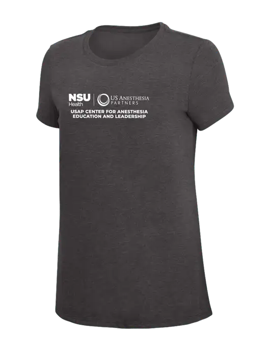 Womens Simply Soft Heather Charcoal 4.5oz  Poly/Combed Ring Spun Cotton T-Shirt w/Full USAP NSU Logo