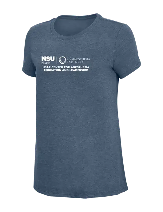 Womens Simply Soft Navy Frost 4.5oz  Poly/Combed Ring Spun Cotton T-Shirt w/Full USAP NSU Logo