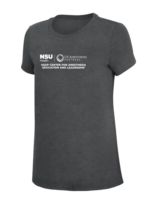 Womens Simply Soft Charcoal 4.5oz Poly/Combed Ring Spun Cotton T-Shirt w/Full USAP NSU Logo