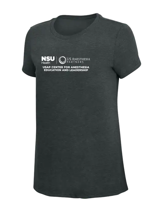 Womens Simply Soft Black Frost 4.5oz Poly/Combed Ring Spun Cotton T-Shirt w/Full USAP NSU Logo