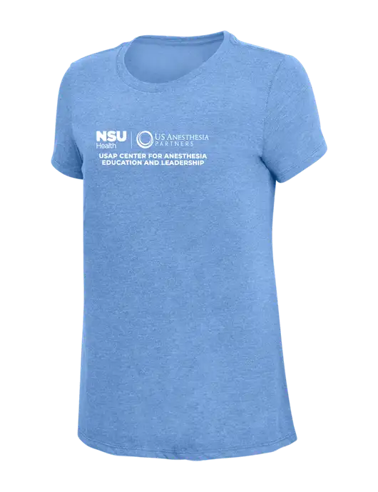 Womens Simply Soft Maritime Frost 4.5oz Poly/Combed Ring Spun Cotton T-Shirt
 w/Full USAP NSU Logo