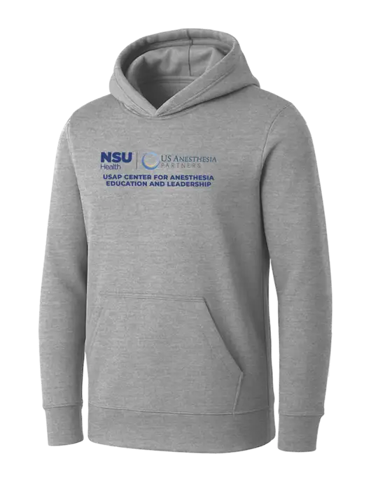 Womens Light Grey Heather Core Fleece Pullover Hooded Sweatshirt w/Full USAP NSU Logo