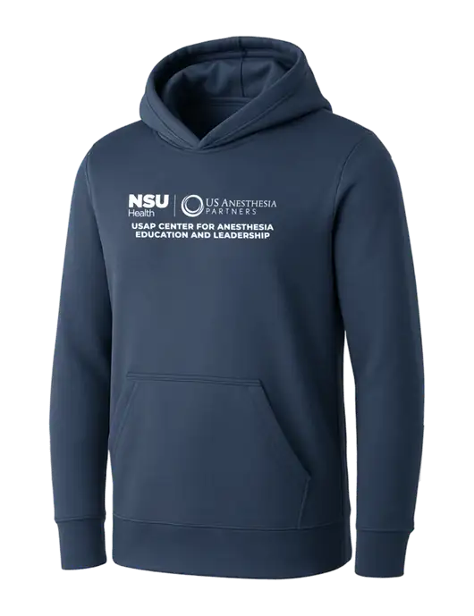 Womens Navy Core Fleece Pullover Hooded Sweatshirt w/Full USAP NSU Logo