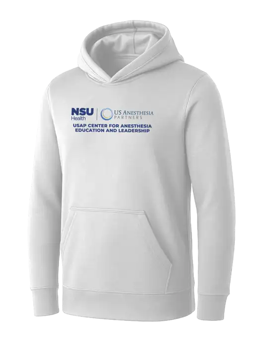 Womens White Core Fleece Pullover Hooded Sweatshirt w/Full USAP NSU Logo