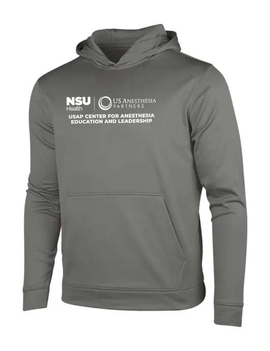 Dark Smoke Grey Sport-Wick Fleece Hooded Pullover w/Full USAP NSU Logo