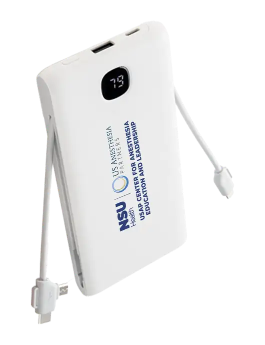 TurboBoost 10,000 mAh Power Bank w/Built-in Cables & Plug w/Full USAP NSU Logo