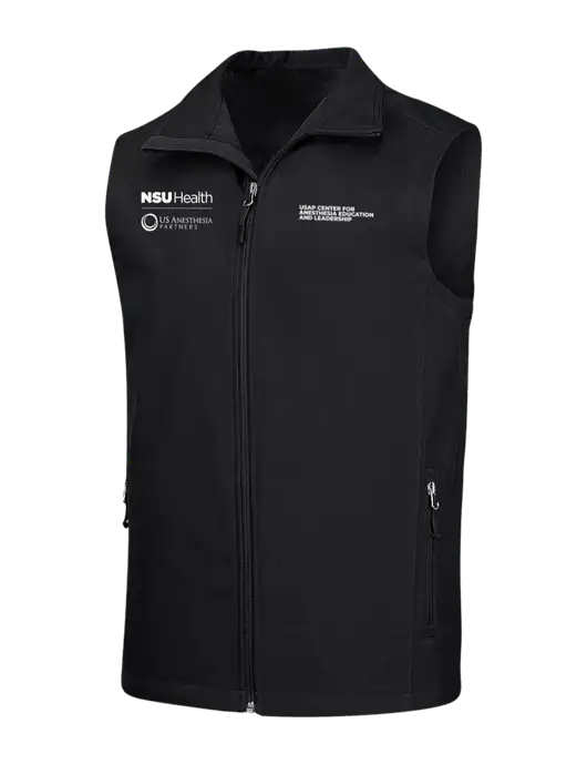 Black Core Soft Shell Vest w/NSU Health/USAP Logo, USAP NSU Logo