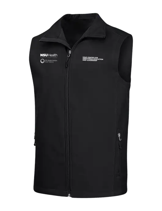 Black Core Soft Shell Vest w/NSU Health/USAP Logo, USAP NSU Logo